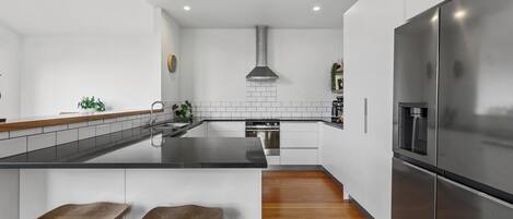 Fridge, microwave, dishwasher, coffee/tea maker