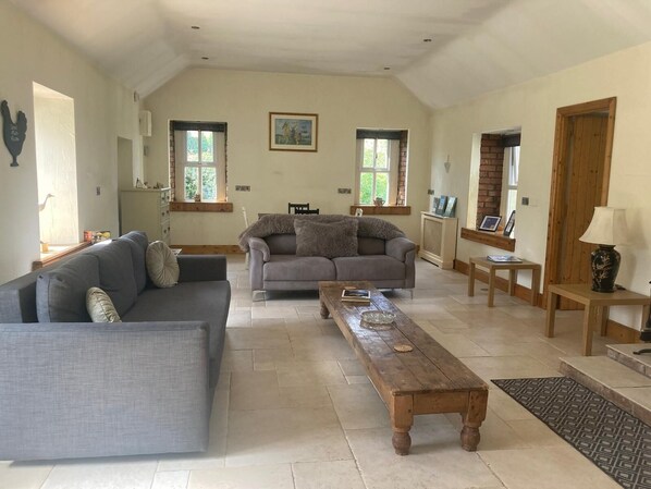 Smart TV, fireplace, DVD player, books