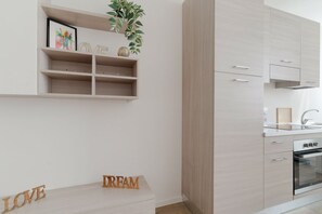 Fridge, microwave, dishwasher