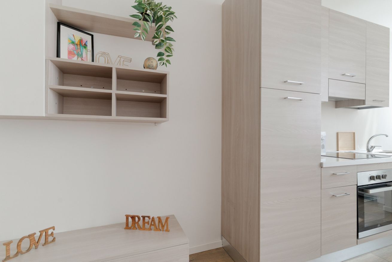 Fridge, microwave, dishwasher