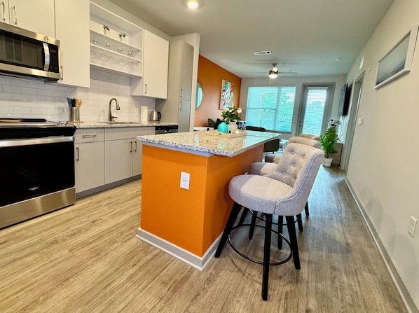 Microwave, oven, stovetop, dishwasher