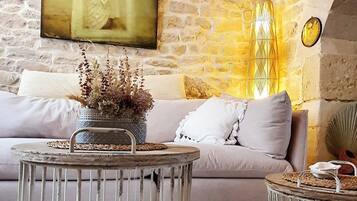 Televisión, chimenea, reproductor de DVD, libros