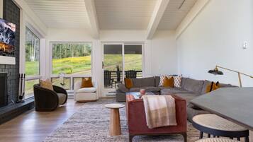 TV, fireplace, offices