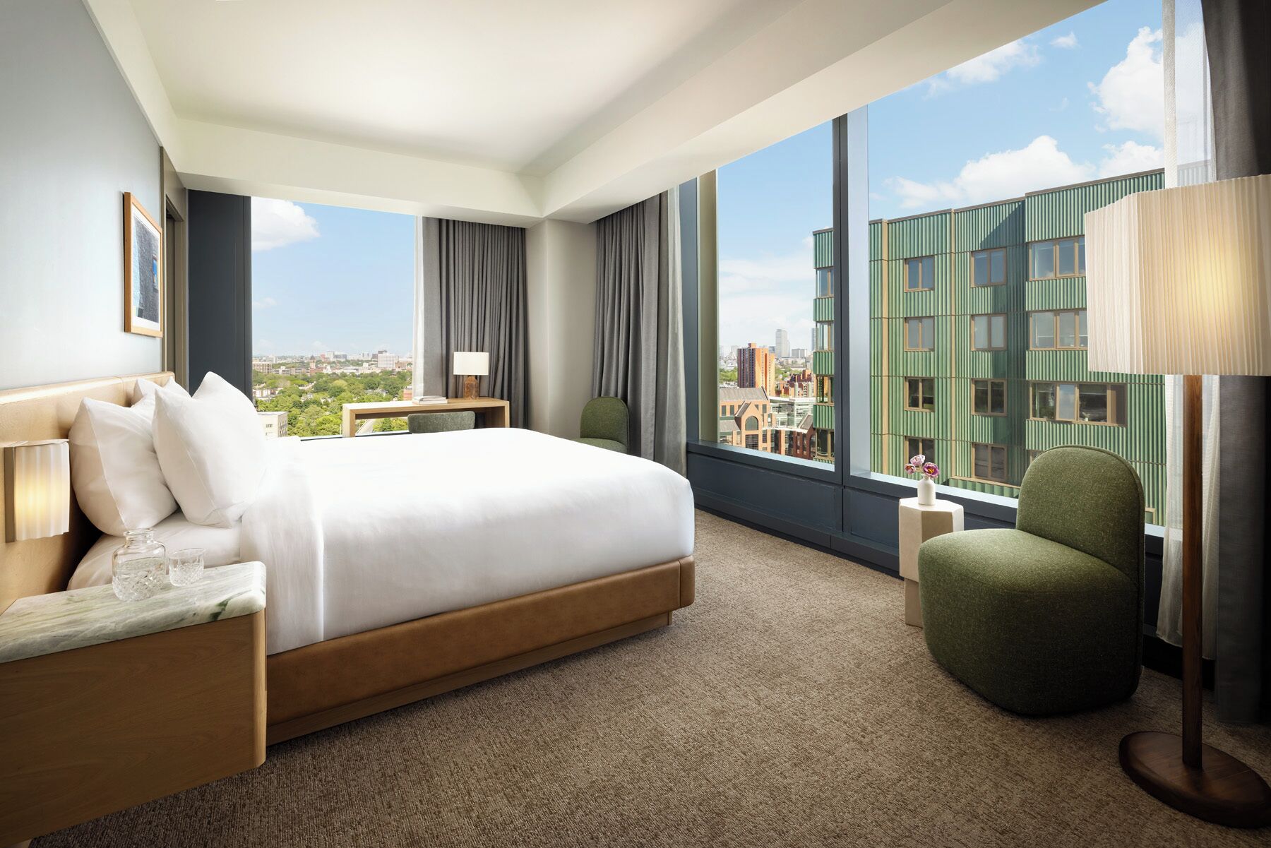 Premium bedding, down comforters, pillowtop beds, minibar