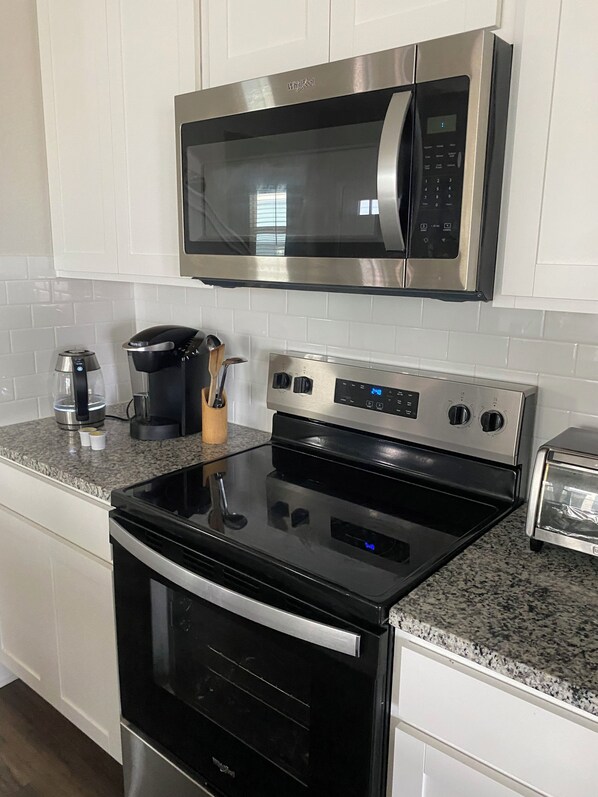 Microwave, oven, stovetop, dishwasher