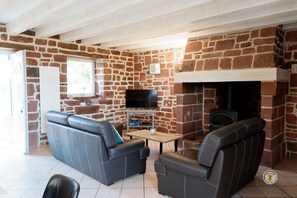 TV, fireplace