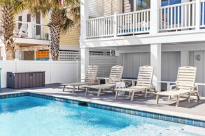 Outdoor pool, a heated pool - 6br Oceanfront-Private Heated Pool-Hot Tub-Sauna (Carolina Beach)