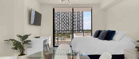 1 makuuhuone, työpöytä, silitysrauta/-lauta, vauvan matkasänky