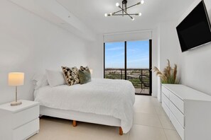 1 bedroom, desk, iron/ironing board, travel cot