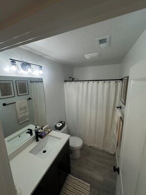 Serviettes fournies, savon, papier de toilette