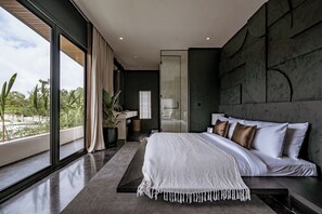 Villa Deluxe, vista a la alberca | Sábanas de algodón egipcio y ropa de cama de alta calidad