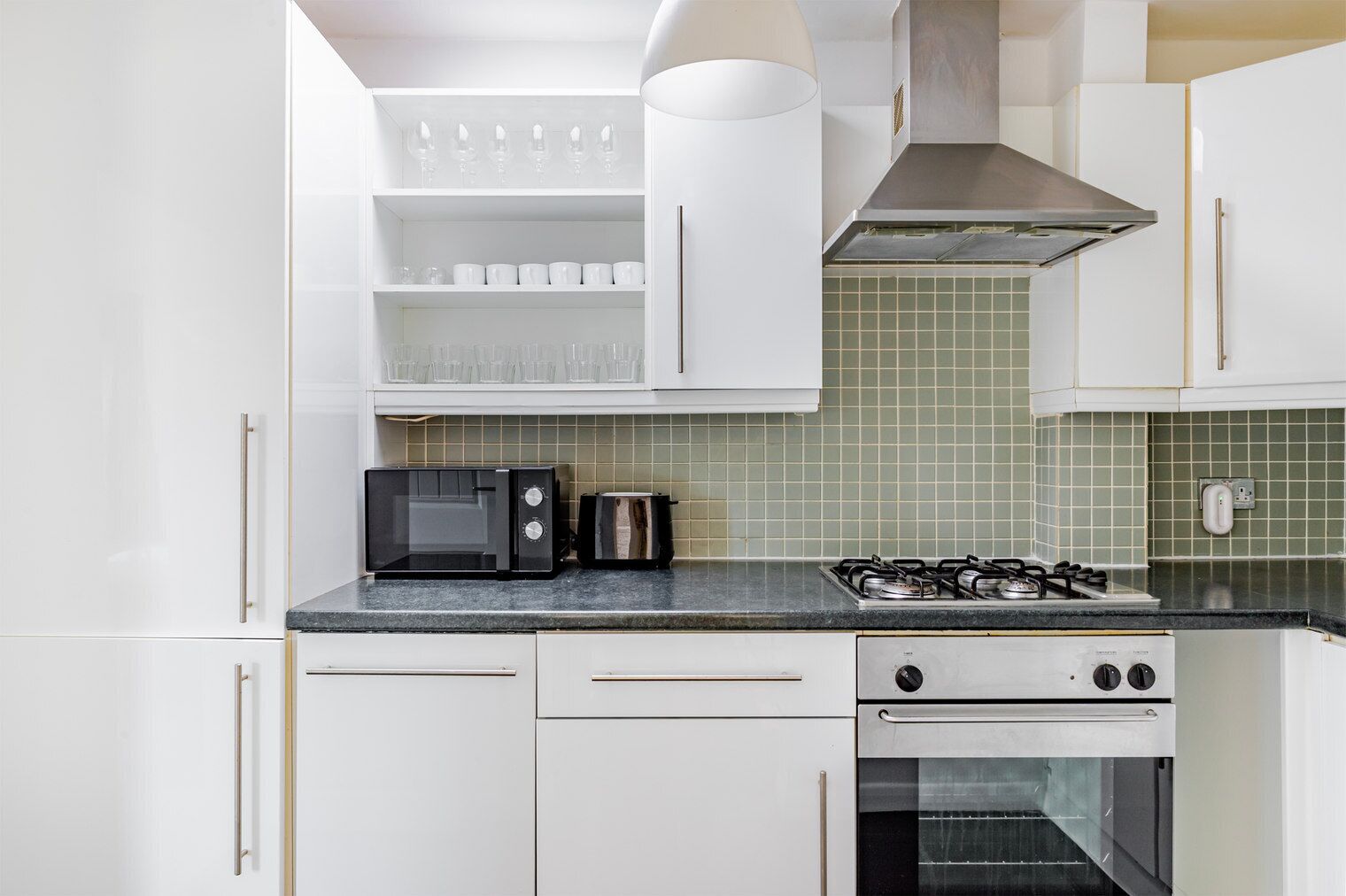 Fridge, microwave, oven, dishwasher