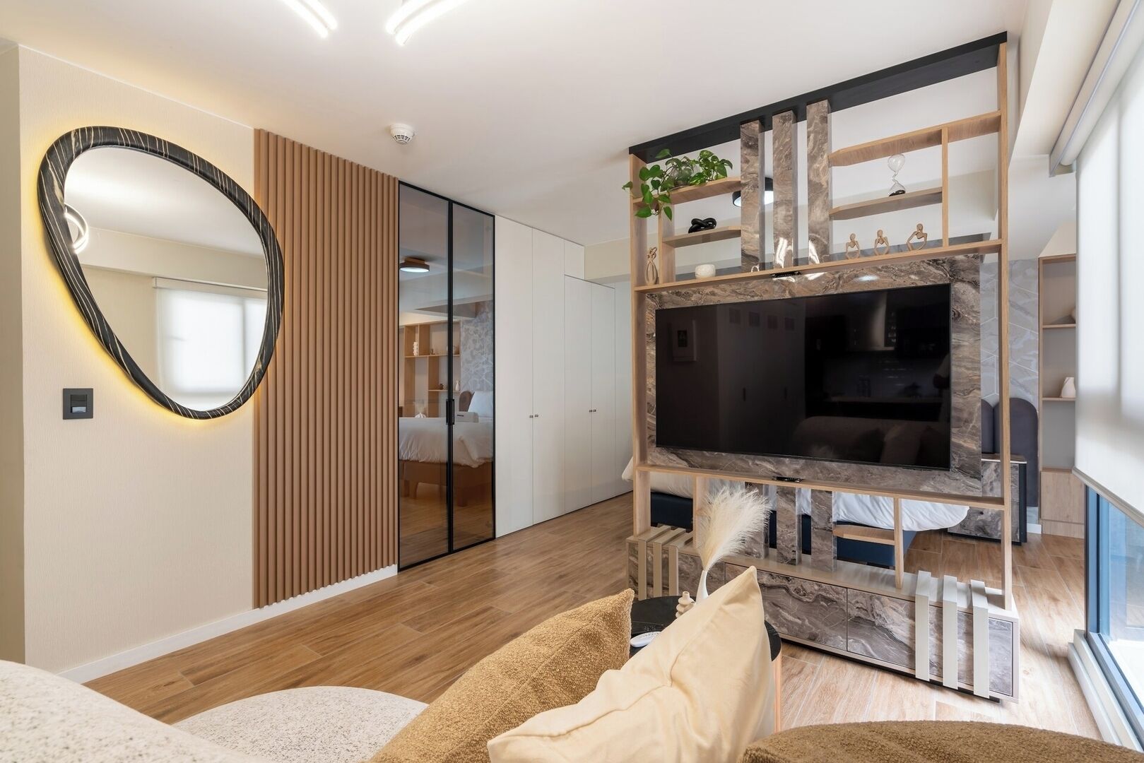 1 bedroom, desk, iron/ironing board, travel cot