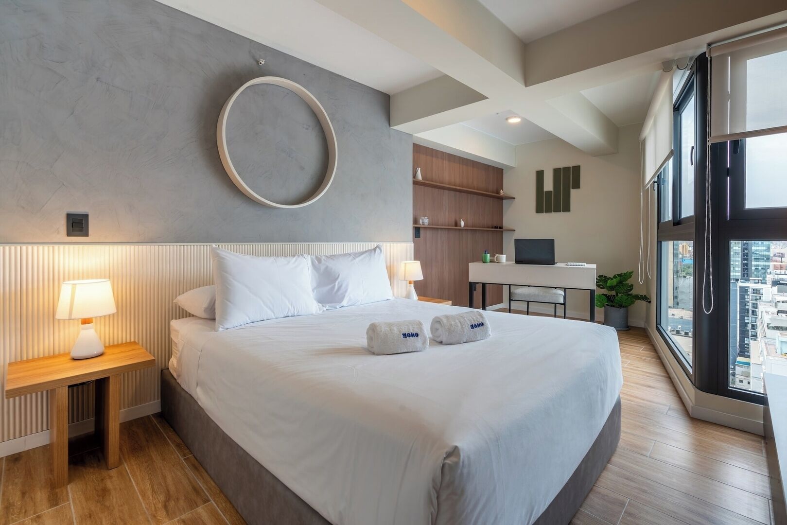 1 bedroom, desk, iron/ironing board, travel crib