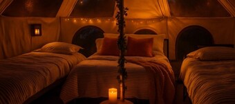 Cozy bell tent with heating and smart Tv
