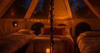 Cozy bell tent with heating and smart Tv