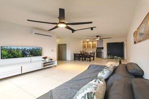 Superior Apartment, 2 Bedrooms, Balcony, City View | Living area | 35-inch TV with cable channels - Trader Garden Residences (Cheras)