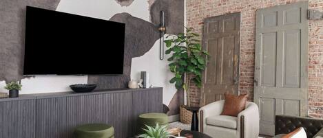 Tv, en stereo och kontor