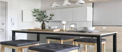 Superior Apartment, 2 Bedrooms, Balcony, City View | In-room dining