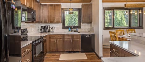 Fridge, microwave, oven, dishwasher