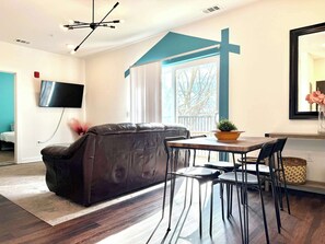 TV, fireplace, offices