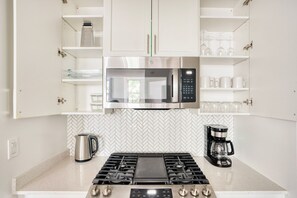 Fridge, microwave, oven, dishwasher