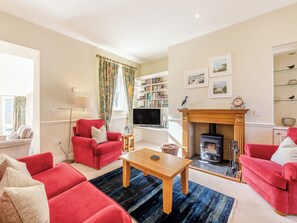 TV, fireplace