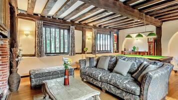 TV, fireplace