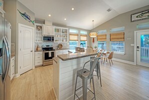 Fridge, microwave, oven, stovetop - Sleeps 24 | 2 Homes w/ Beach Boardwalk Access & Deck Views | Steps to the Beach (Port Aransas)