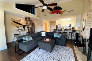 TV, fireplace, DVD player, stereo