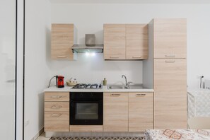 Fridge, oven, stovetop, cookware/dishes/utensils