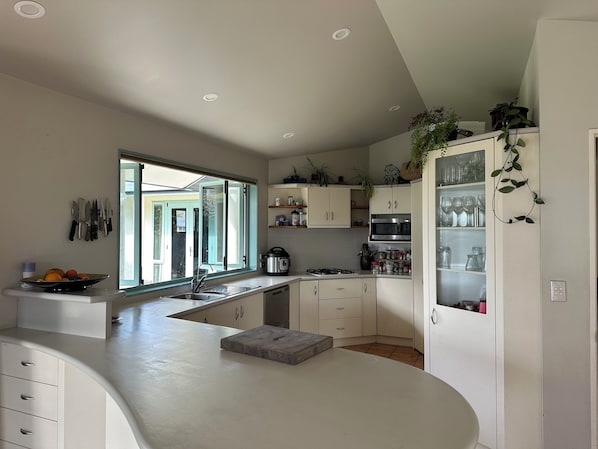 Microwave, oven, stovetop, dishwasher