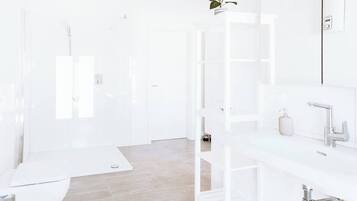 Hair dryer, towels, toilet paper