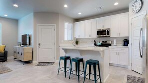 Coffee/tea maker, microwave, oven, stovetop