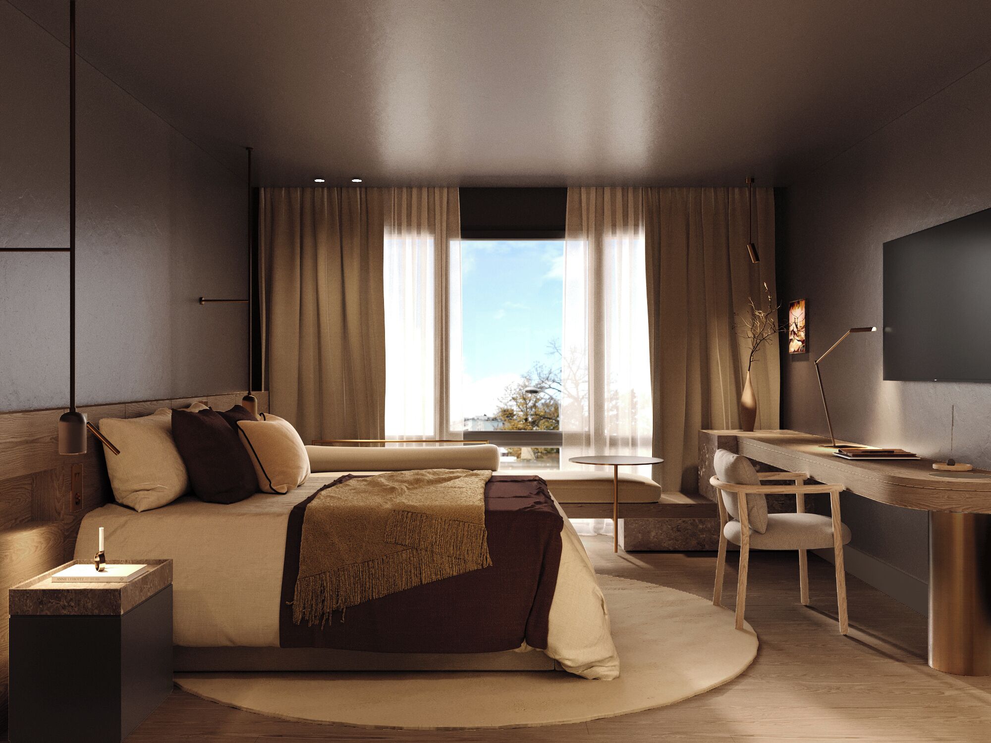 Hypo-allergenic bedding, minibar, in-room safe, desk