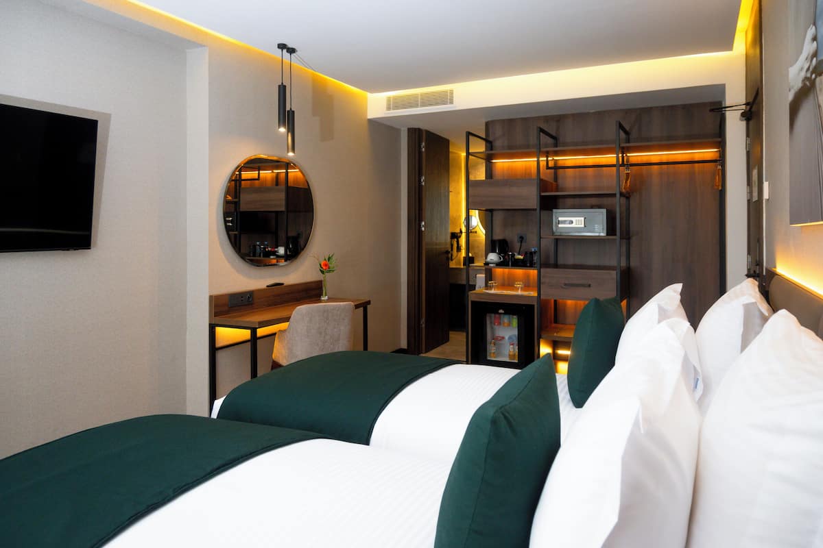 In-room safe, blackout curtains, soundproofing, iron/ironing board