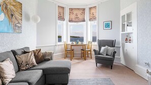 TV, fireplace - Seafront Kilchattan Bay Apartment, Sea Views (Kilchattan Bay)