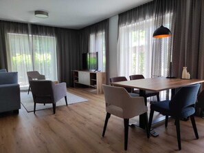 Comfort Apartment, 1 Queen Bed with Sofa bed, Mountain View | Living area