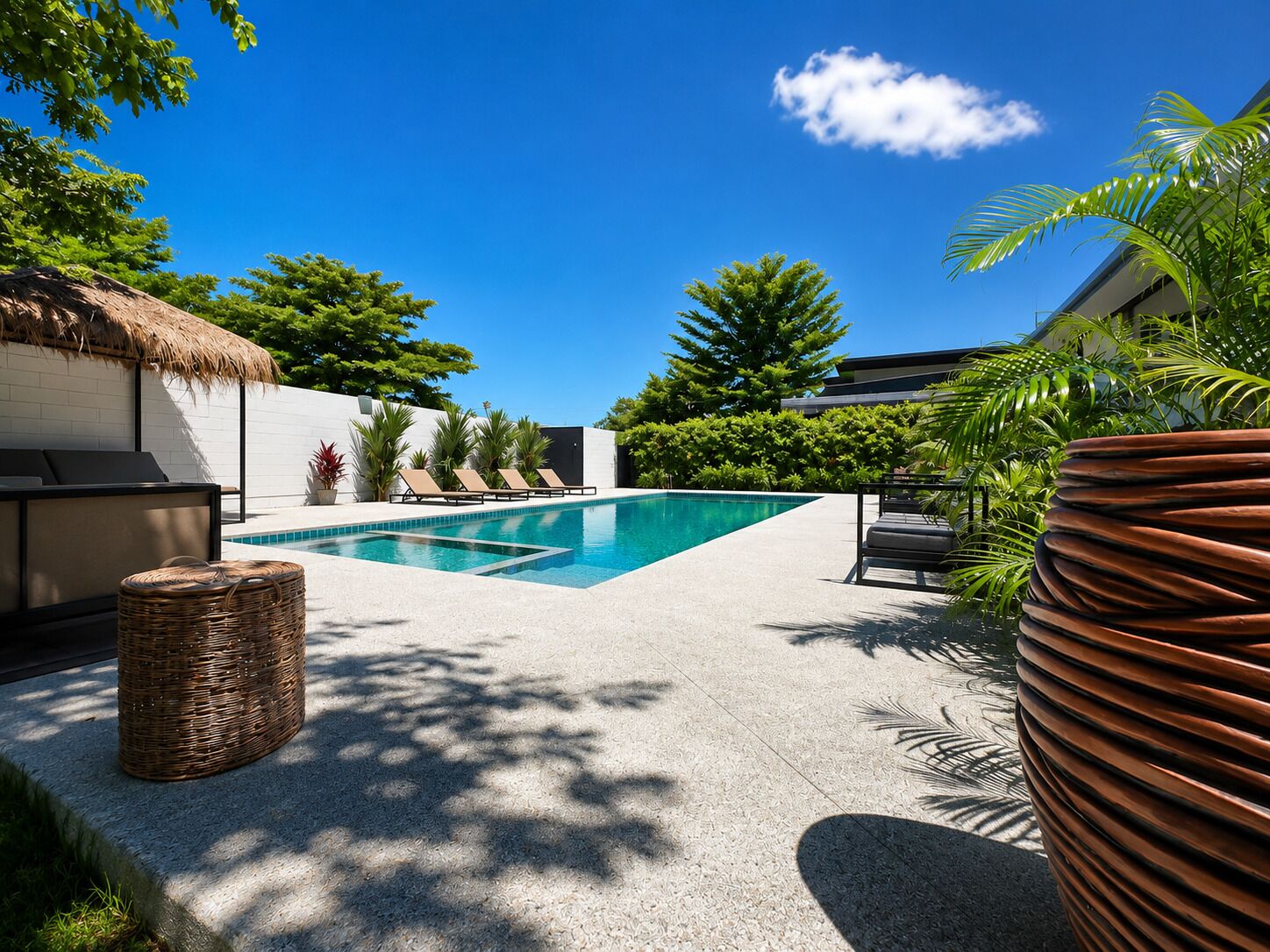 Outdoor pool, free pool cabanas, pool umbrellas