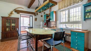 Fridge, oven, stovetop, cookware/dishes/utensils