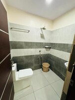 Shower, free toiletries, hair dryer, soap