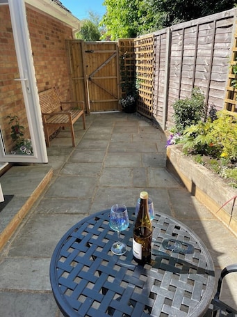 Terrace/patio. Annex in a lovely village in Norfolk, East Harling