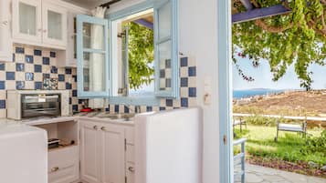 Fridge, oven, stovetop, coffee/tea maker