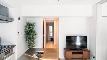 Bold & Beautiful 1BR Suite in Tokyo Ningyocho | Private kitchen | Full-size fridge, microwave, oven, stovetop