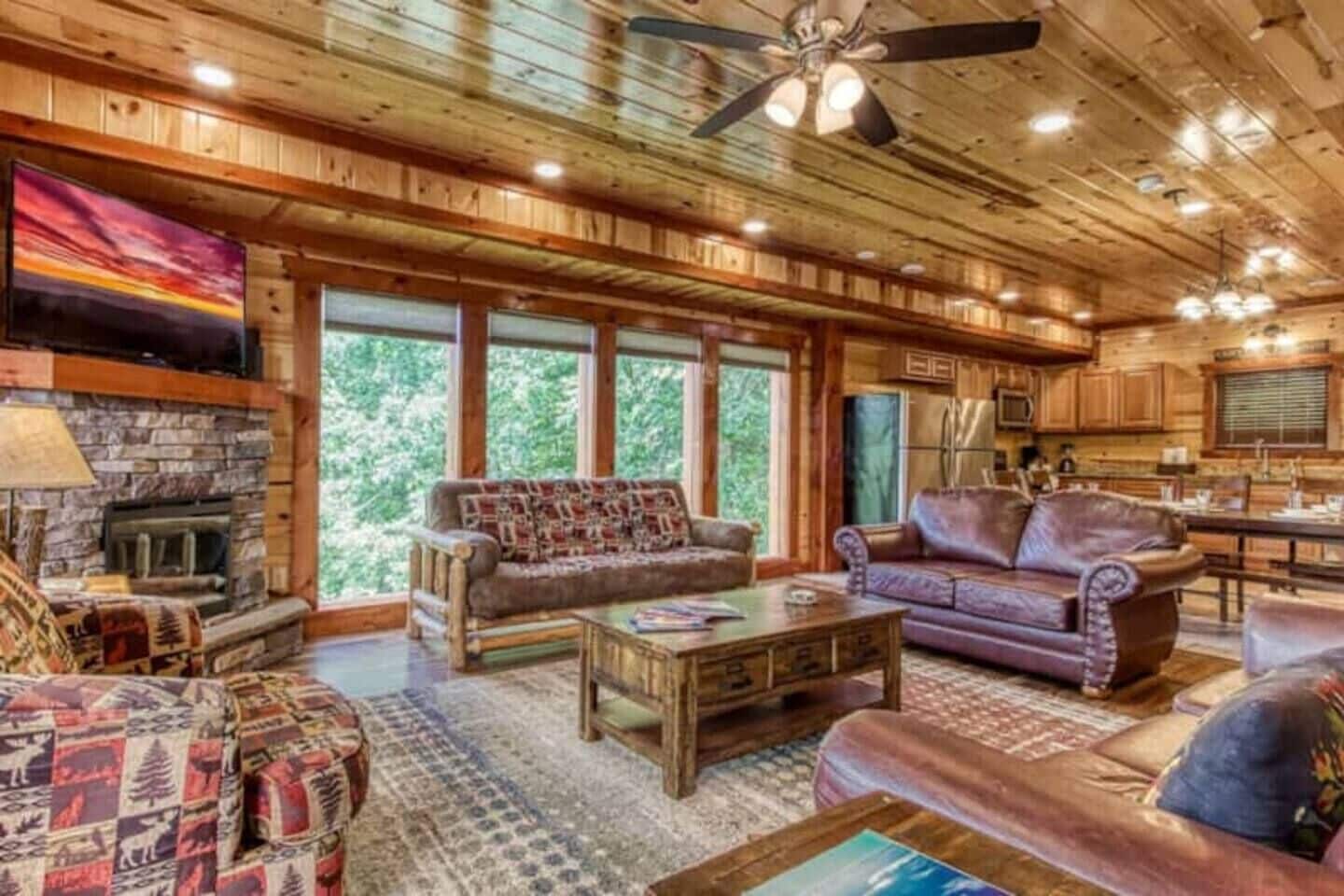 TV, fireplace