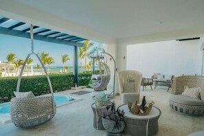Terrace/patio - Ocean View Retreat in Cap Cana – Pool + Private Beach (Punta Cana)