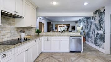 Microwave, stovetop, dishwasher