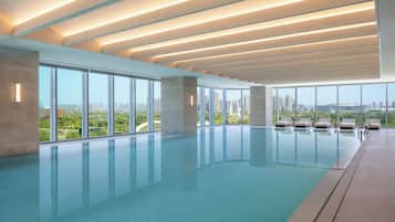 Indoor pool, open 6:00 AM to 10:00 PM, sun loungers