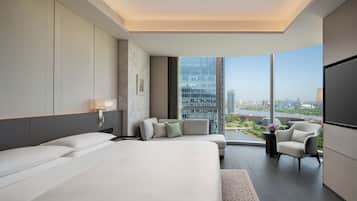 Premium bedding, down comforters, memory foam beds, minibar