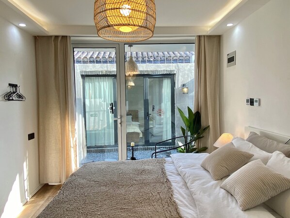 Estudio familiar | Ropa de cama hipoalergénica, wifi gratis, ropa de cama